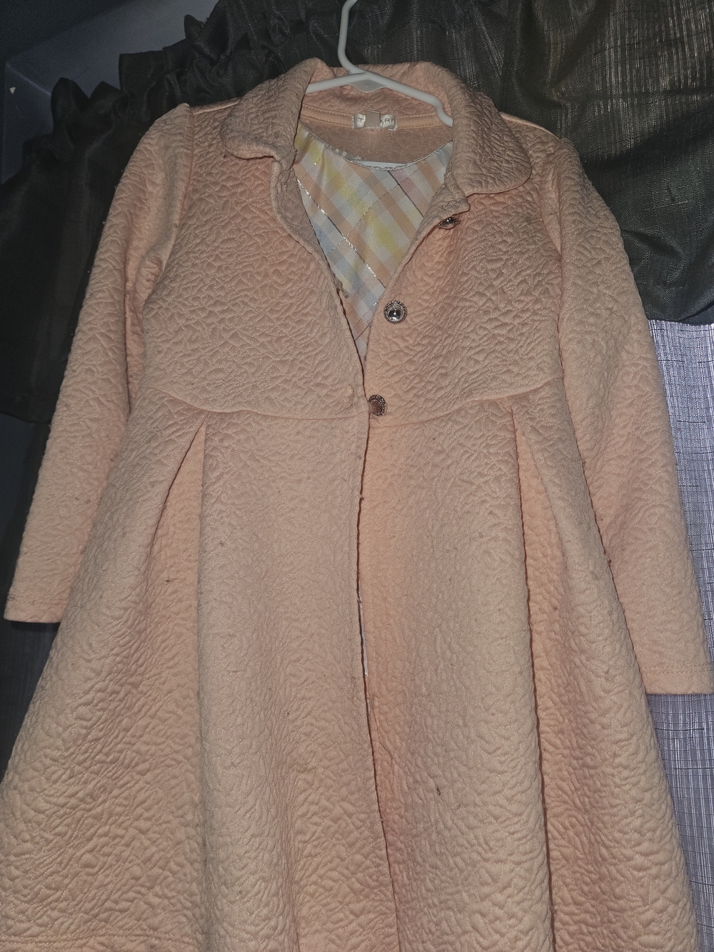 Tahari Girls' Peach Textured A-Line Dress Coat